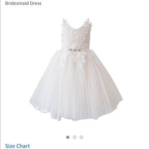 White and gold lace flower girl dress